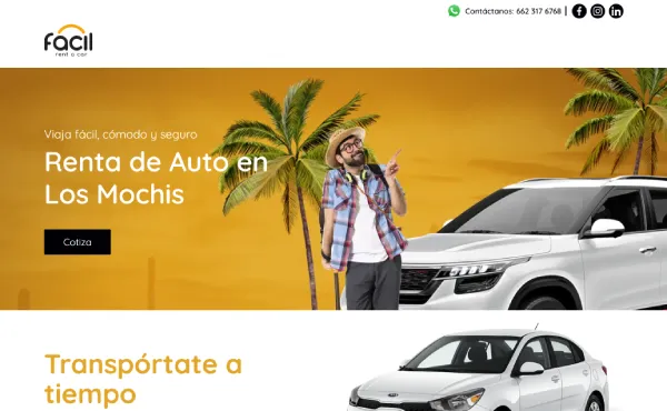 Fácil Rent A Car Los Mochismockup del proyecto digital realizado para 